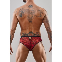 Slip type brésilien ouvert zébré rouge et noir - Regnes 2