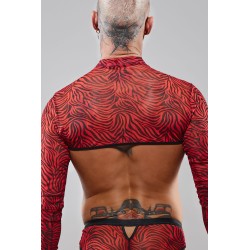 Crop top tulle zébré rouge et noir - Regnes 2
