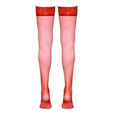 Bas autofixants rouge - Cotelli Legwear