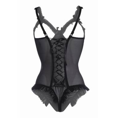 Body wetlook ouvert noir Mistique - Christine