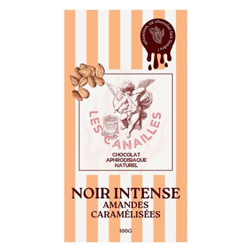 Chocolat noir amandes caramélisées - Tablette 100g - Les canailles