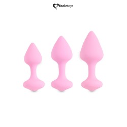 Coffret 3 plugs anal Bibi - rose