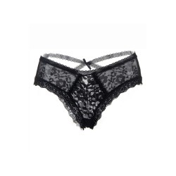 Tanga noir en dentelle fine 2