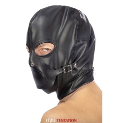 Cagoule BDSM simili cuir avec baillon amovible - Fetish Tentation 2
