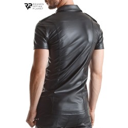 Chemise manches courtes wetlook noire Luca - Regnes 2